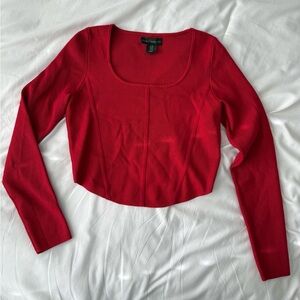 House of Harlow 1960 red crop long sleeve knit bustier style top size medium